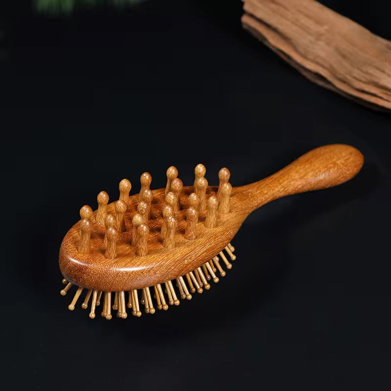 2in1 Golden Sandalwood Hair Brush and Scalp Massager