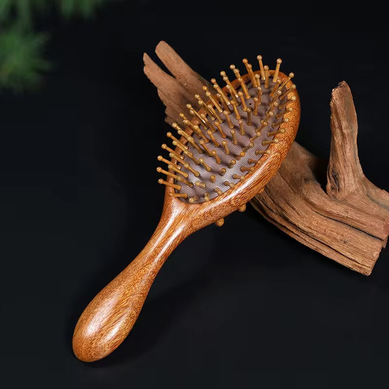 2in1 Golden Sandalwood Hair Brush and Scalp Massager