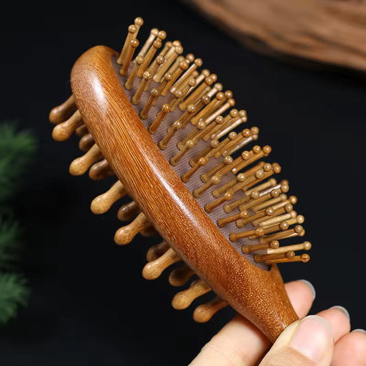 2in1 Golden Sandalwood Hair Brush and Scalp Massager