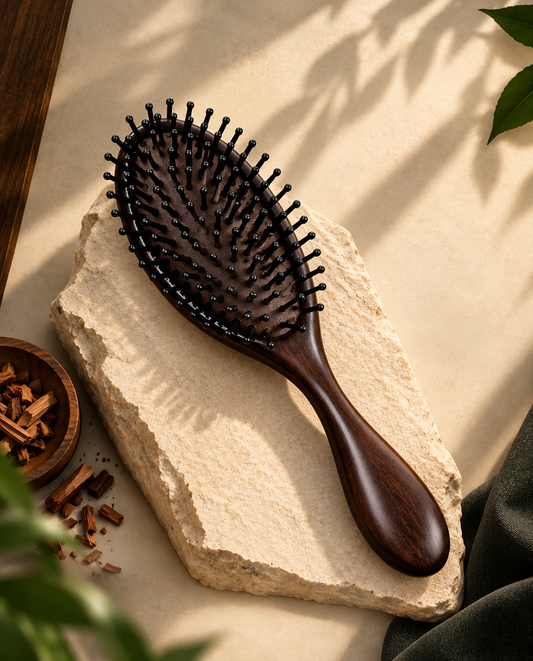 Dark Sandalwood Premium Brush (Rounded Teeth)
