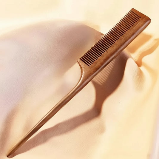 Golden Sandalwood Fine-Teeth Pointed Tail Hair Comb