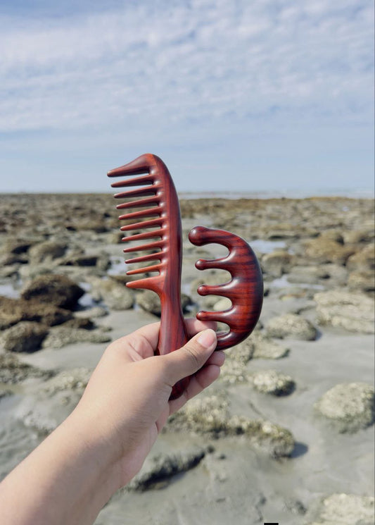 11 teeth Comb and Scalp Massager - Rose Sandalwood Combo Package