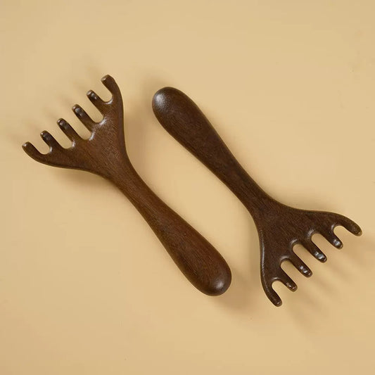 Sandalwood handle scalp massager, single piece