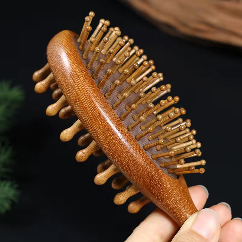 2in1 Golden Sandalwood Hair Brush and Scalp Massager