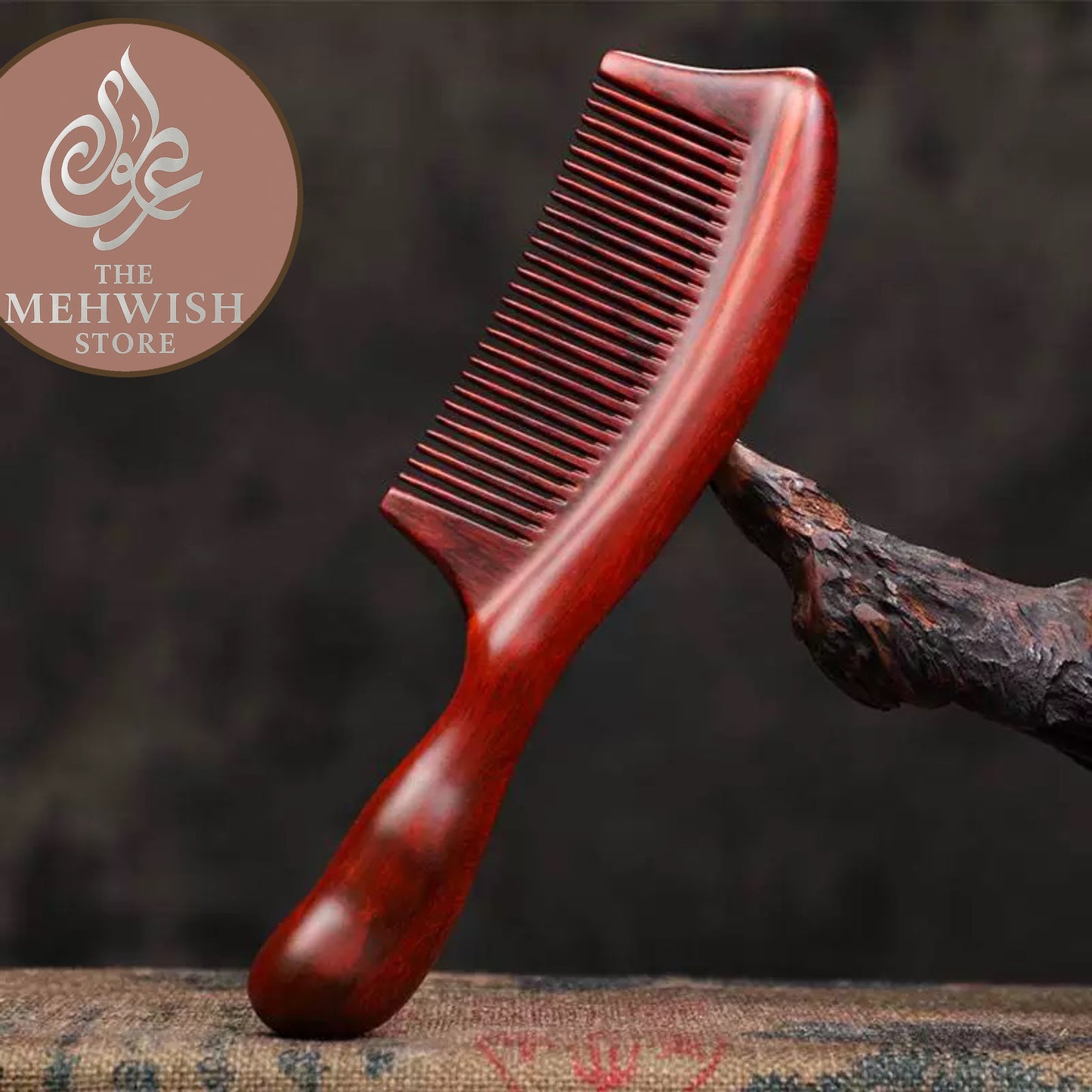 29 Teeth Rose Sandalwood Comb Wavy Handle