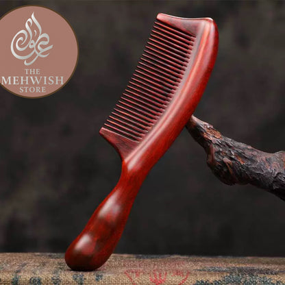 29 Teeth Rose Sandalwood Comb Wavy Handle