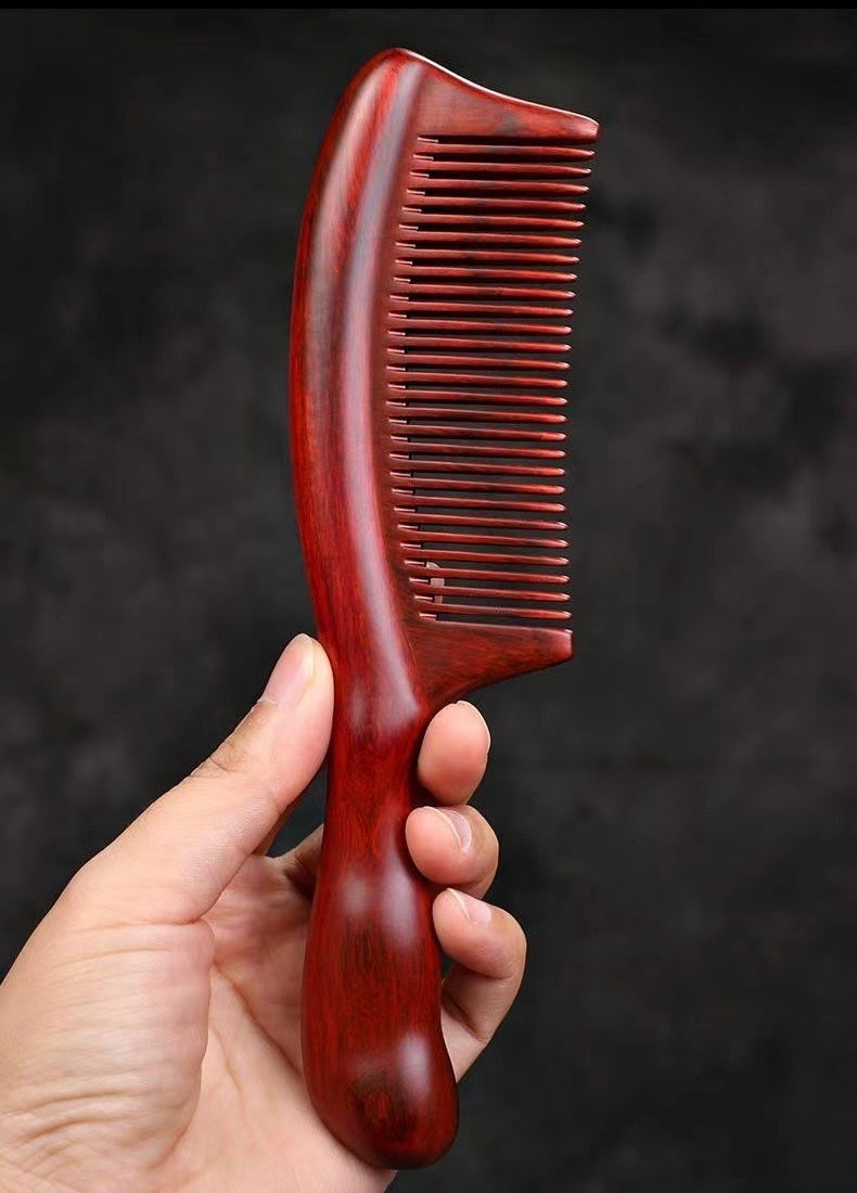 29 Teeth Rose Sandalwood Comb Wavy Handle