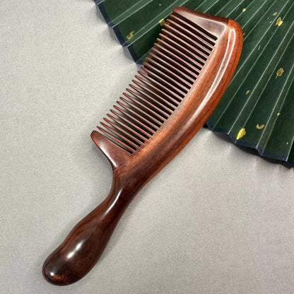 29 Teeth Rose Sandalwood Comb Wavy Handle