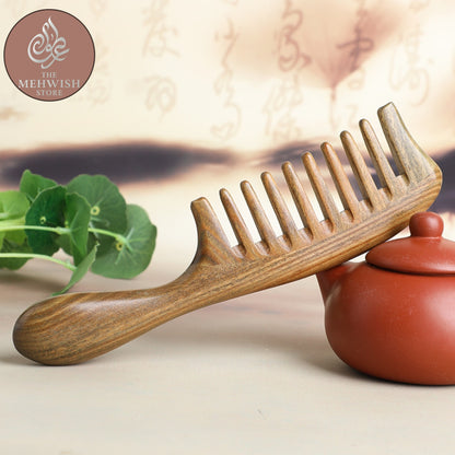 10 Teeth Green Sandalwood Comb