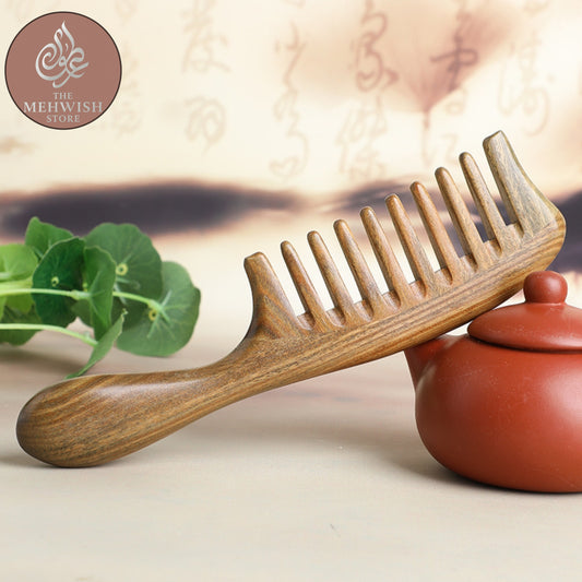10 Teeth Green Sandalwood Comb