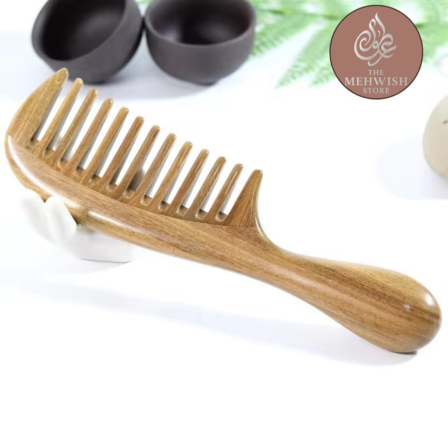 16 Teeth Green Sandalwood Comb